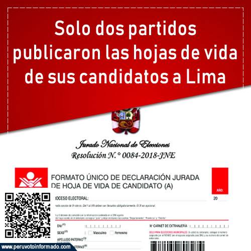 Solo dos partidos publicaron las hojas de vida de sus candidatos a Lima